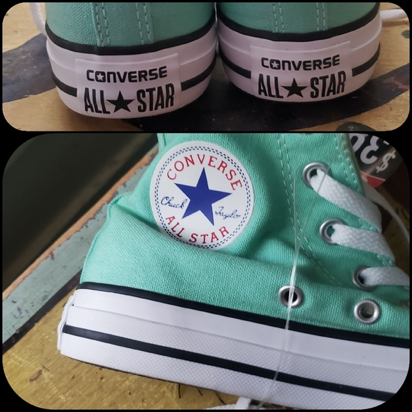Mint Green Converse Hi Top CHUCKS all star kicks - Picture 5 of 8
